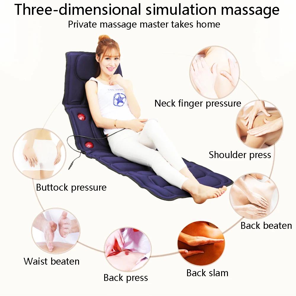 Massage Cushion 9 Motors Far Infrared Massage Pads Fatigue Vibration Mattress Cushion Health Care Equipment Body Massager