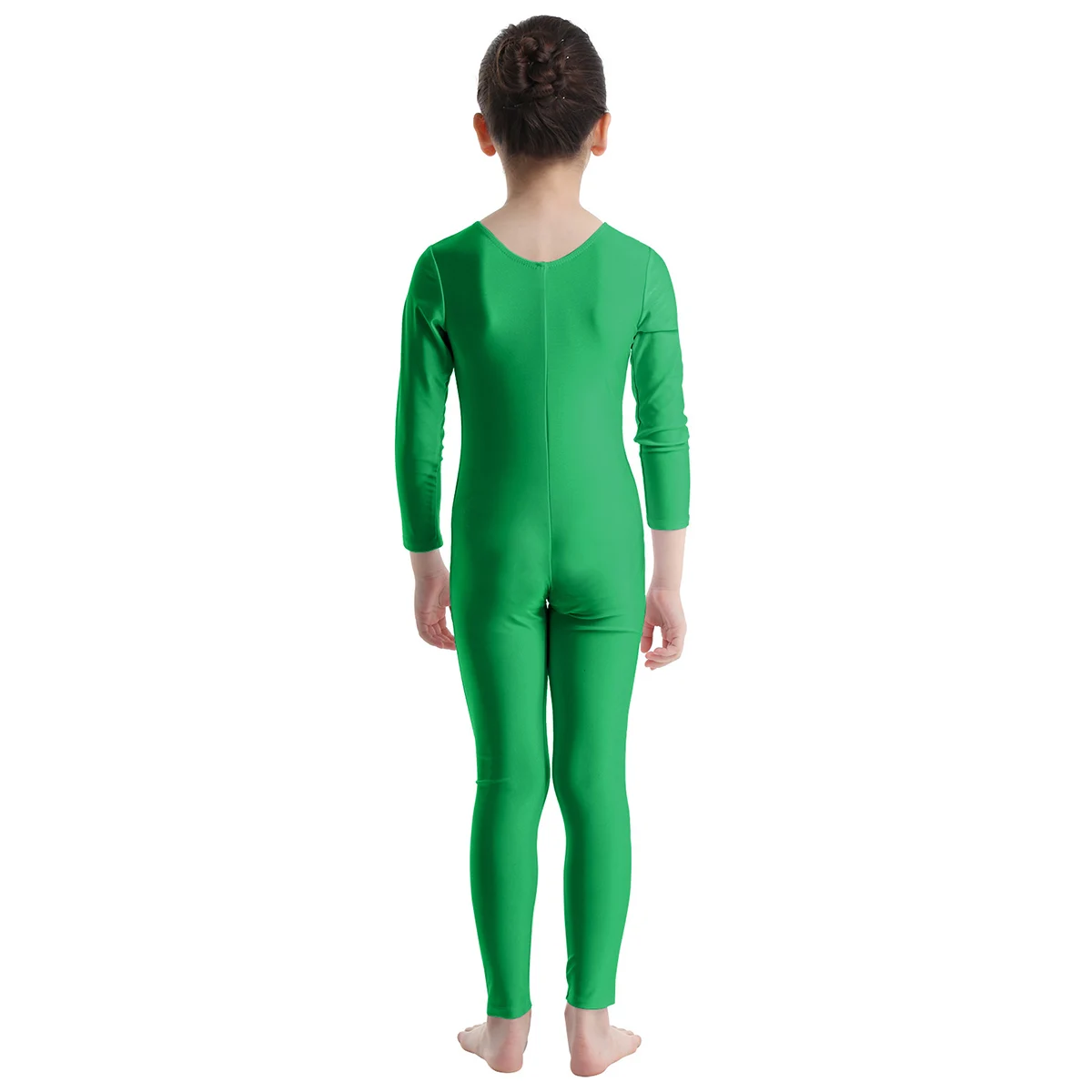 Kids Girls Long Sleeve Ballet Gymnastics Leotard Dance Class Exercise Jumpsuit Solid Elastic Unitard Stage Performance Dancewear