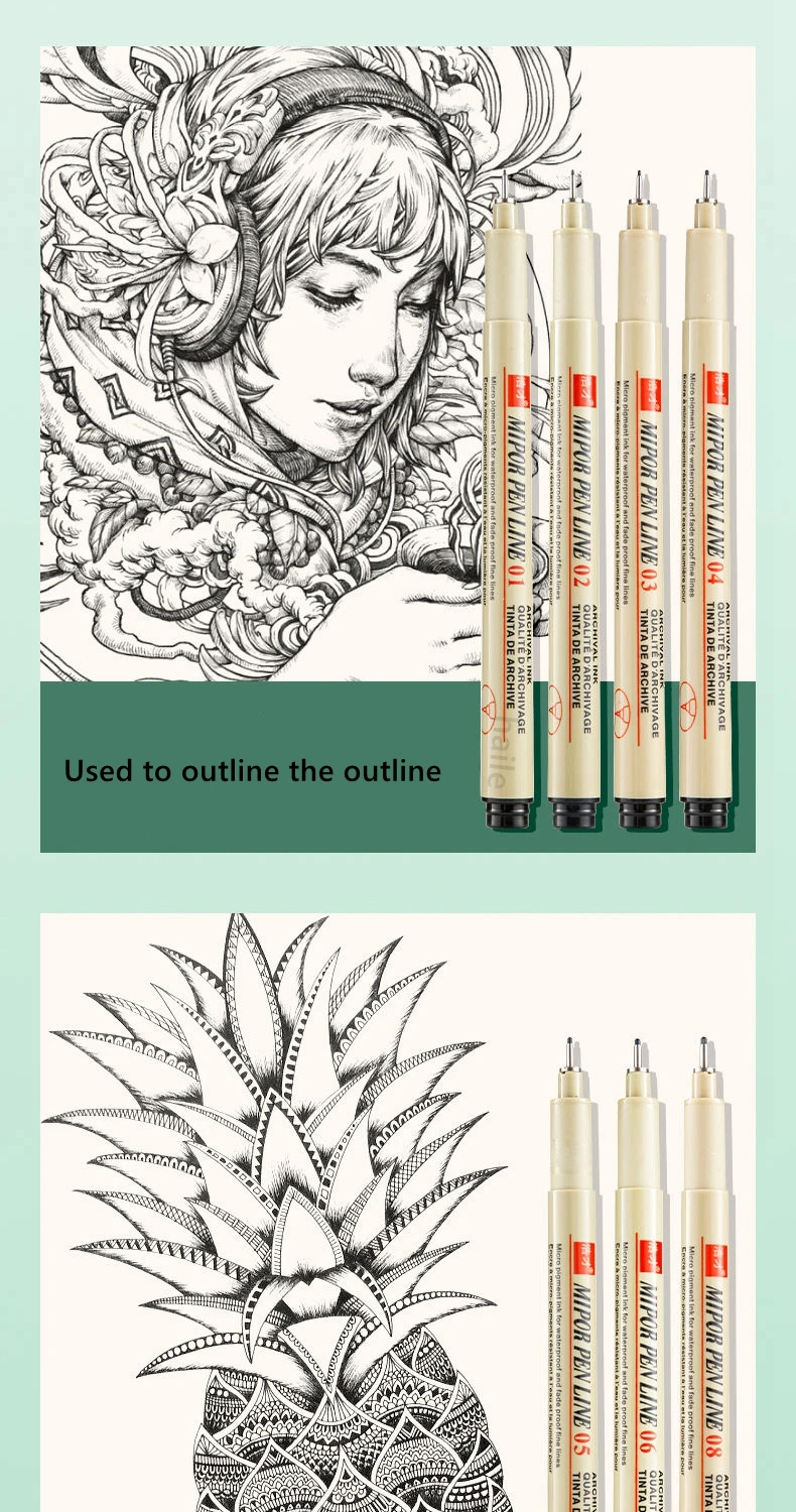 1/2/3 Stück Pigma Micron Stift 003 005 01 02 03 04 05 08 1.0 2 3 Pinsel Art Sketch Marker Pen für Manga Soft Fineliner Zeichnung – Detail 12