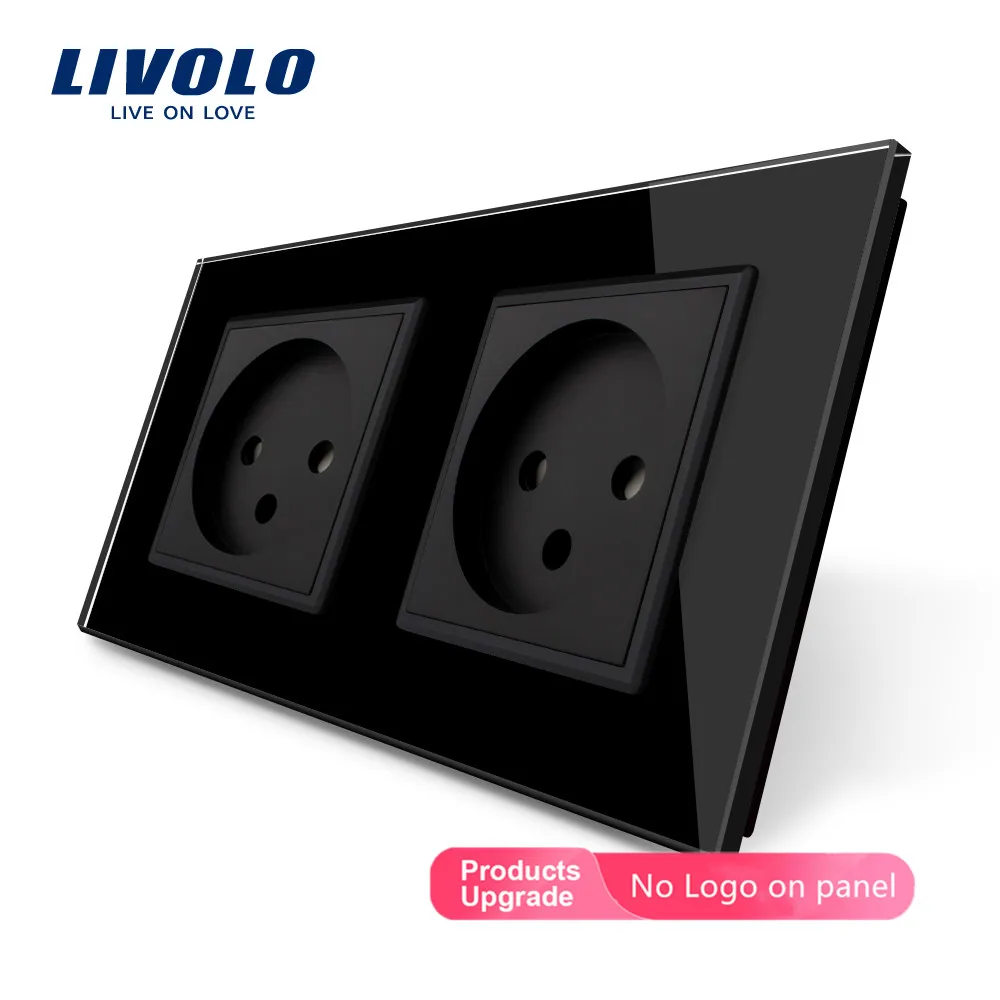 Livolo EU Standard Double Israel Power Socket,Glass Panel, AC100~250V 16A Wall Power Socket,VL-C7C2IL-11/12/13/15 for Smart Home