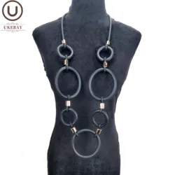 UKEBAY 2020 New Rubber Jewelry Women Long Pendant Necklace Punk Style Clothes Accessories Handmade Necklaces Wholesale Jewellery