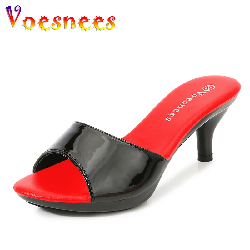 Mixed Colors Leisure Outdoor Sandals 2022 New Brand Thin High Heels Slippers Ladies Elegant Slip On Mule Shoes Sexy Prom Heels