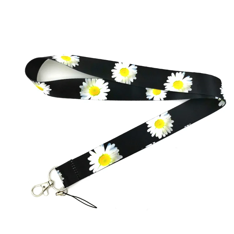 Daisy Flower Neck Strap Lanyard For Keys Hang Rope Keychain Lanyards ID Card Badge Holder Keycord Webbing Ribbon Keyring