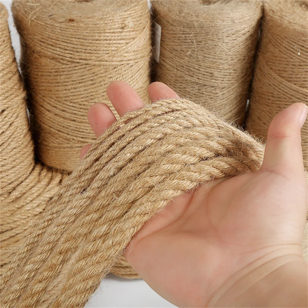 1mm-14mm Natural Jute Rope String Ribbon Crafts DIY Vintage Jute Cord Twine Thread Sewing Party Wedding Christmas Home Decortion