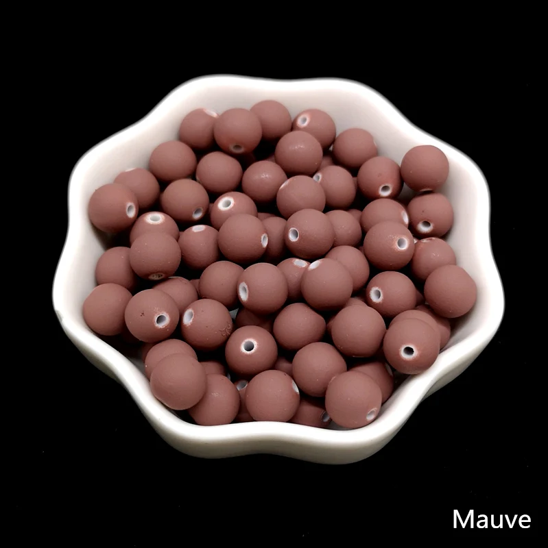 50pcs 8mm Rubber Beads Charm Neon Round Loose Spacer Acrylic for Jewelry Making DIY