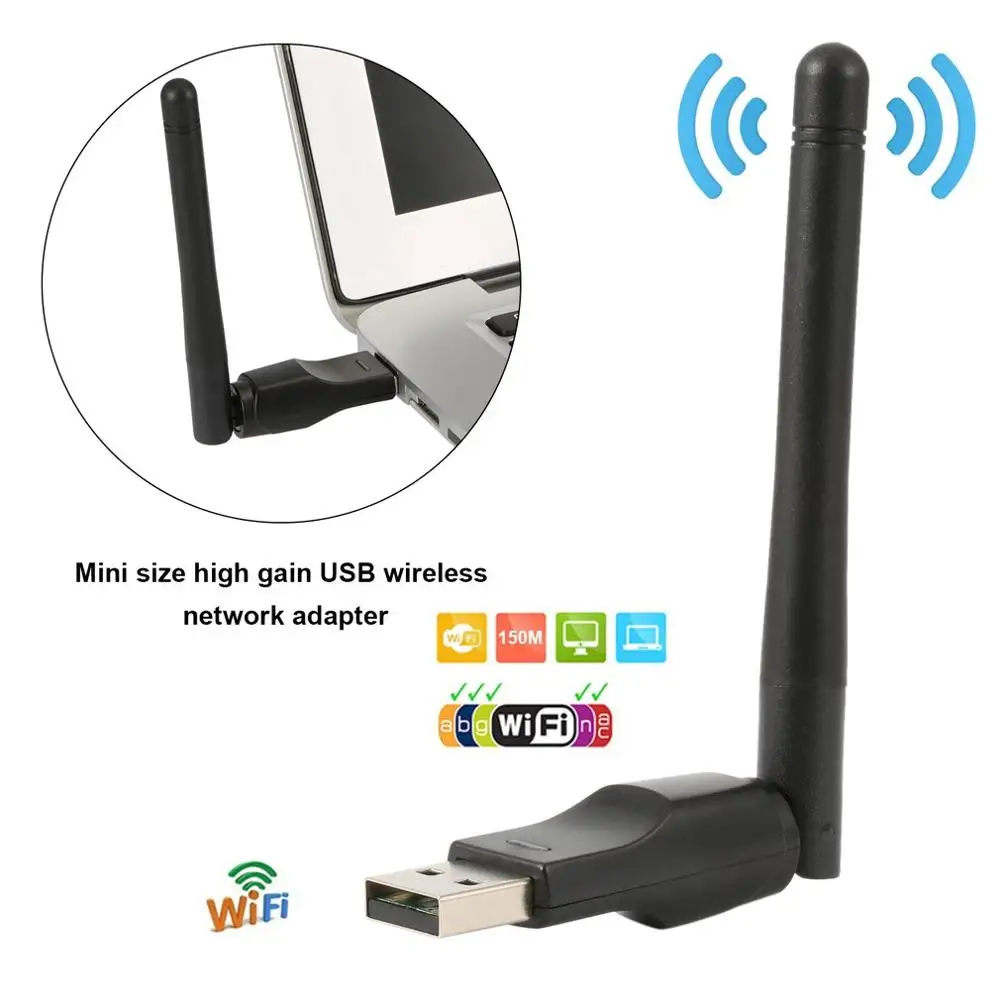 WIFI USB Adapter RT7601 150Mbps USB 2.0 WiFi Wireless Network Card 802.11 B/G/N LAN Adapter with Rotatable Antenna