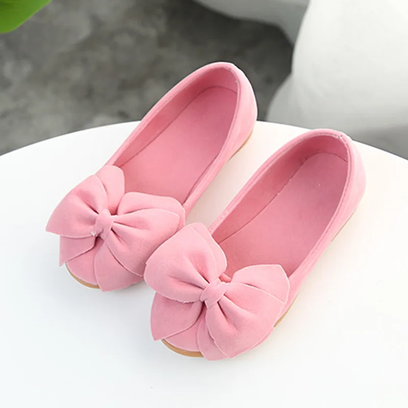 2021 1 3 4 5 6 7 8 9 10 11 12 Years Fashion Bow Toddler Girl Elegant Party Dress Suede Shoes For Children Spring Kids Flat Shoes