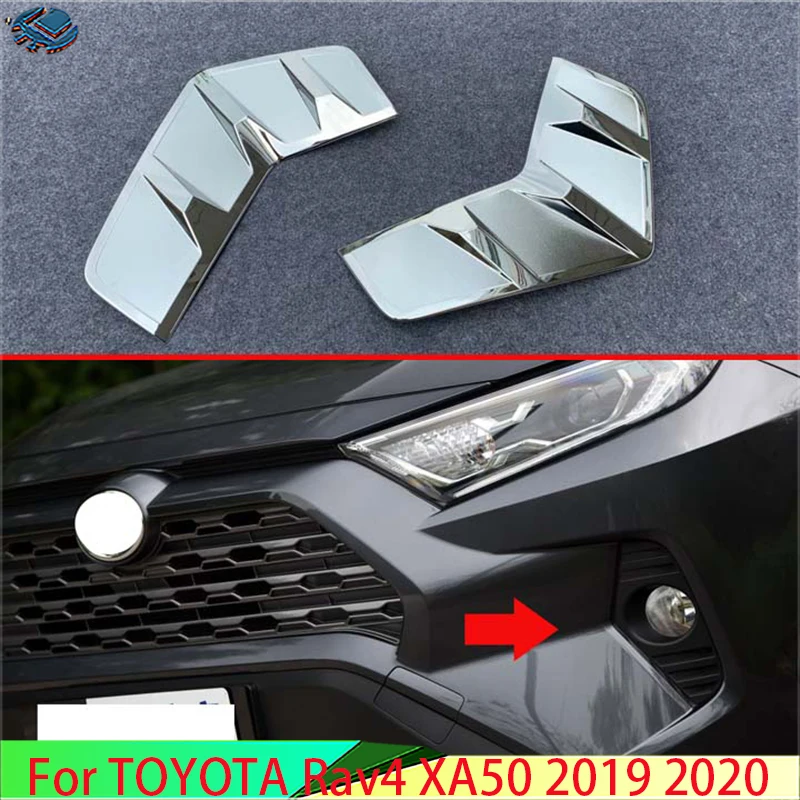 For TOYOTA Rav4 Hybrid (XA50) 2019 2020 Decorate Accessories ABS Chrome Front Fog Light Lamp Trim Molding Bezel Garnish Sticker