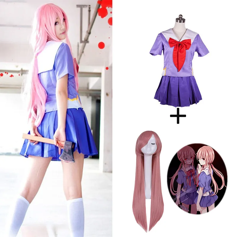 

Cosplay Popular Future Diary Gasi Yuno Mirai Nikki School Uniform women Girl's Cosplay Sailor Costume