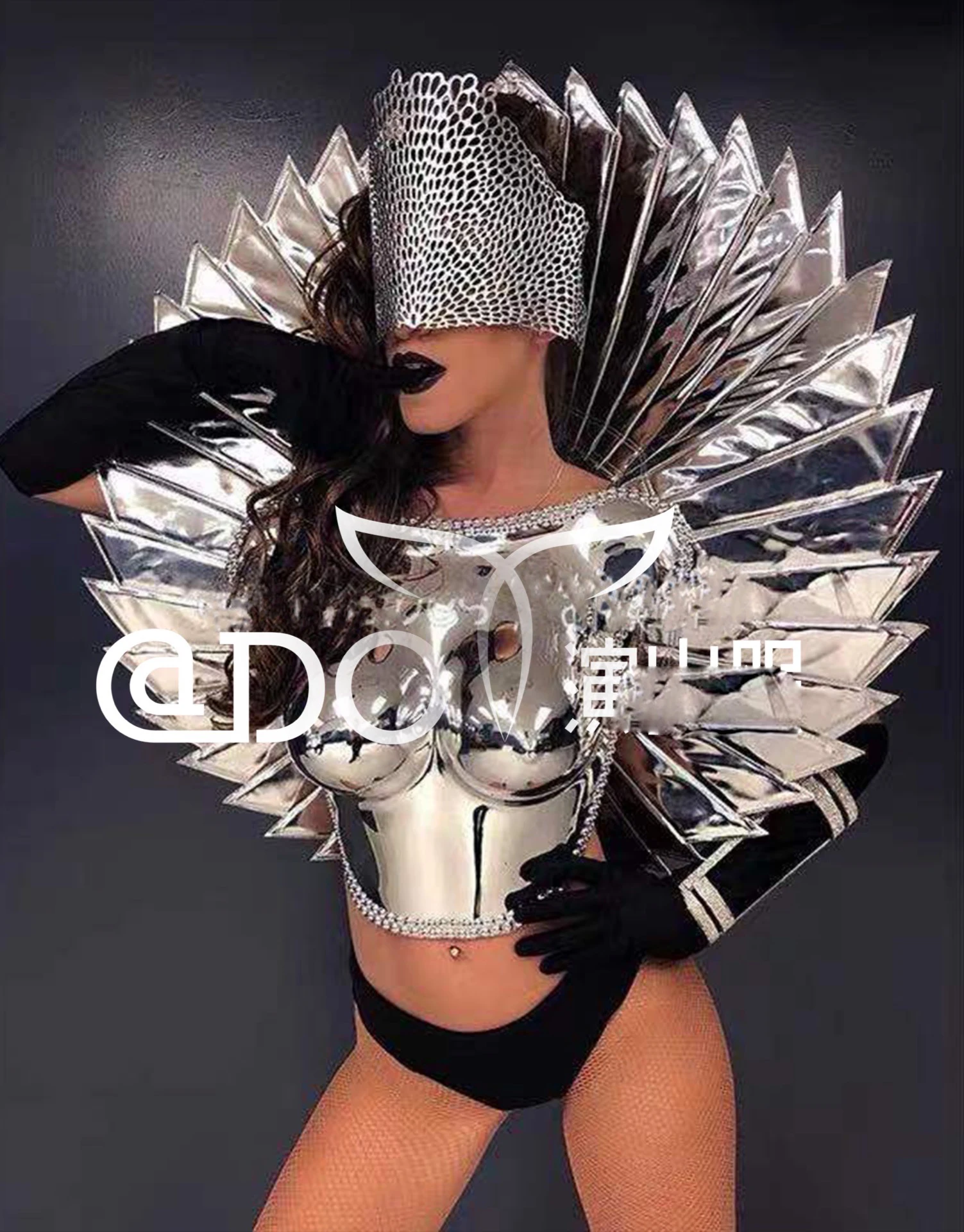 Future show nightclub GOGO mirror cyber technology special-shaped show suit costume