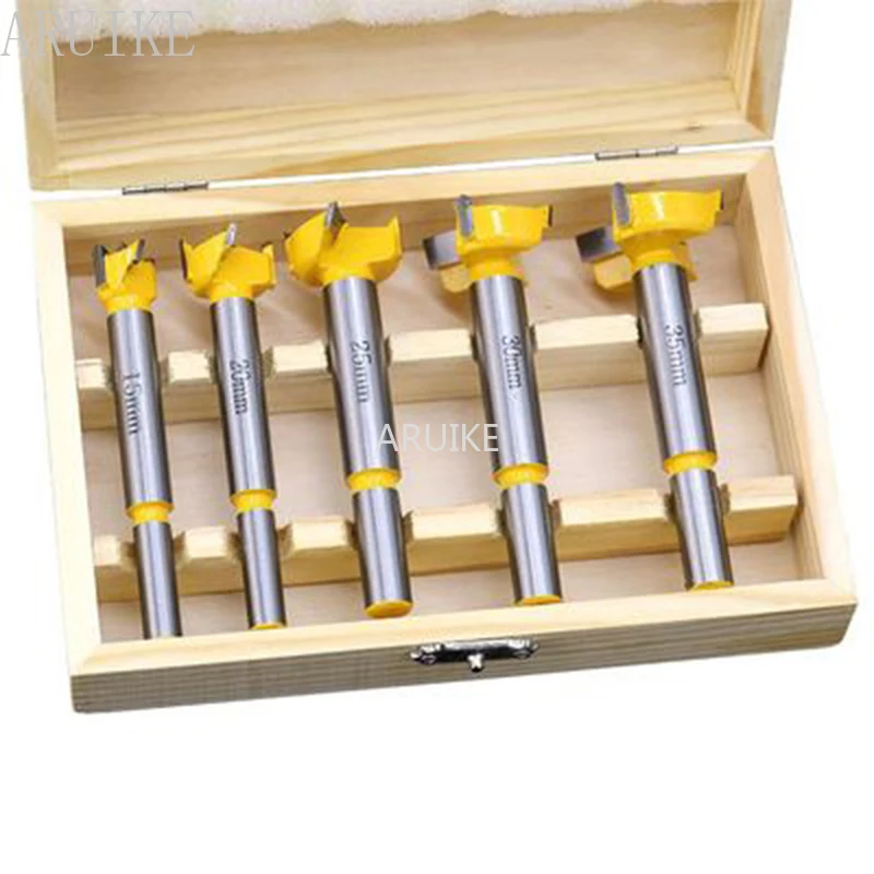 

5pc Forstner Tips Hinge Boring Drill Bit Set for Carpentry Wood Window Hole Cutter Auger Wooden Drilling Dia 15 20 25 30 35mm