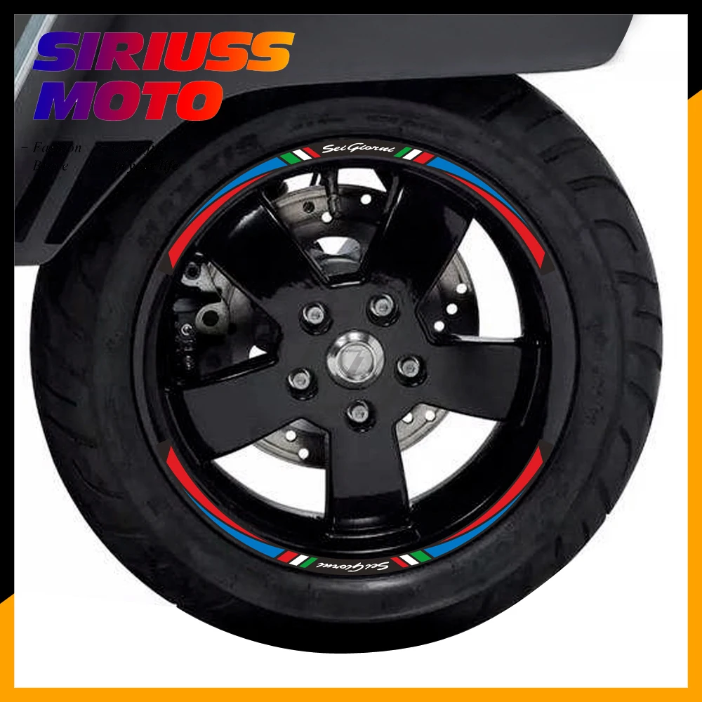 

Scooter 12" Wheel Reflective Sticker Set Case for Piaggio Vespa GTS 300 Series II Sei Giorni Edition Rim Decals