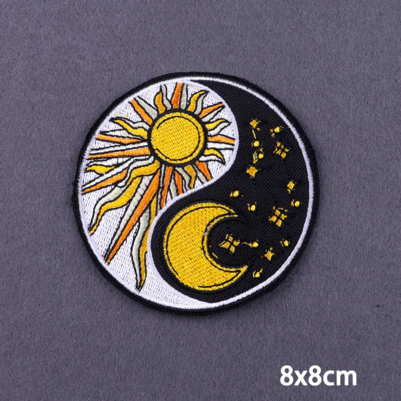 Sun And Moon Patch Iron On Patches For Clothing Thermoadhesive Patches On Clothes Eight Diagrams Embroidery Patch For Clothes