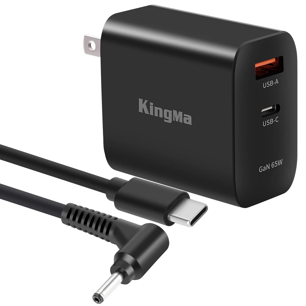 

KingMa 65W GaN PD Power Adapter with Type C to DC 3.0*1.1 mm Cable For Ace Aswitch 11/12 Acer R7 Series TMX349 Laptop Charger