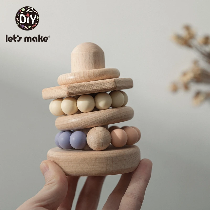 Let's Make Wooden Stacking Toy Colored Stone Creative Toys Gifts Gutta Percha Molar Game 3D Montessori Kids Gifts