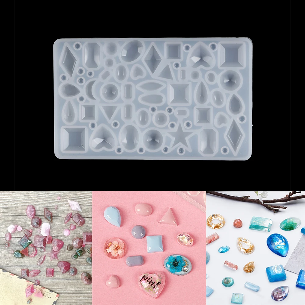 1pcs Silicone Resin 3D Acrylic Nail Art Mold Pendant Earring Geometric Mold For Jewelry Making Transparent Silicone Mold