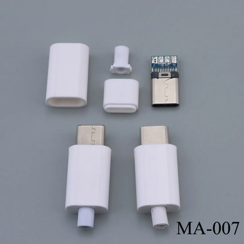 1 Set DIY Micro USB Type-C Welding Type Male 8 Pin Plug Connector w/Plastic Cover white/black for iphone 5 5s 6 6s plus 7 7plus - Image 3