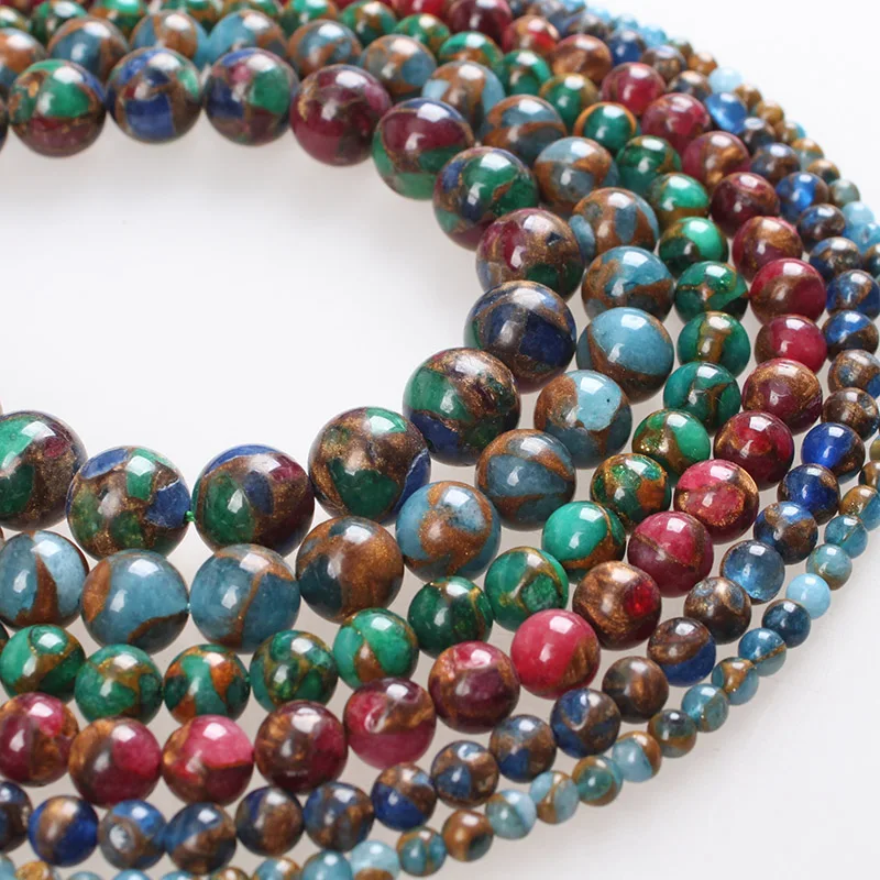 

Natural Stone Beads Cloisonne Beads Sand Round Loose Beads 4 6 8 10 12mm Beads For Bracelets Necklace Jewelry Making