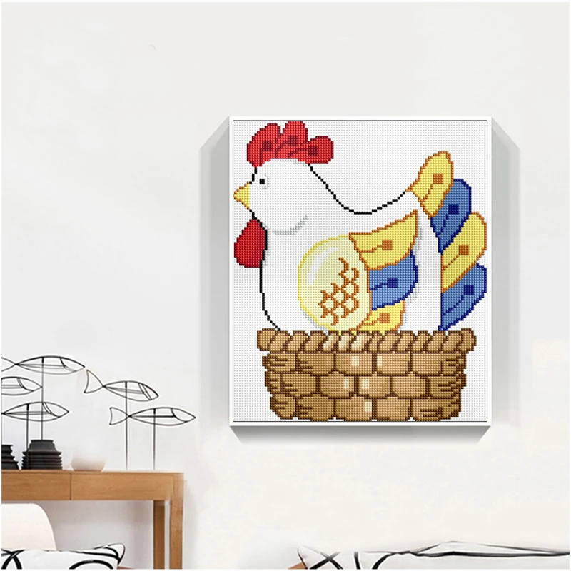 5D DIY diamond painting cartoon animal hen laying eggs full round/square rhinestone embroidery mosaic children's room decoration