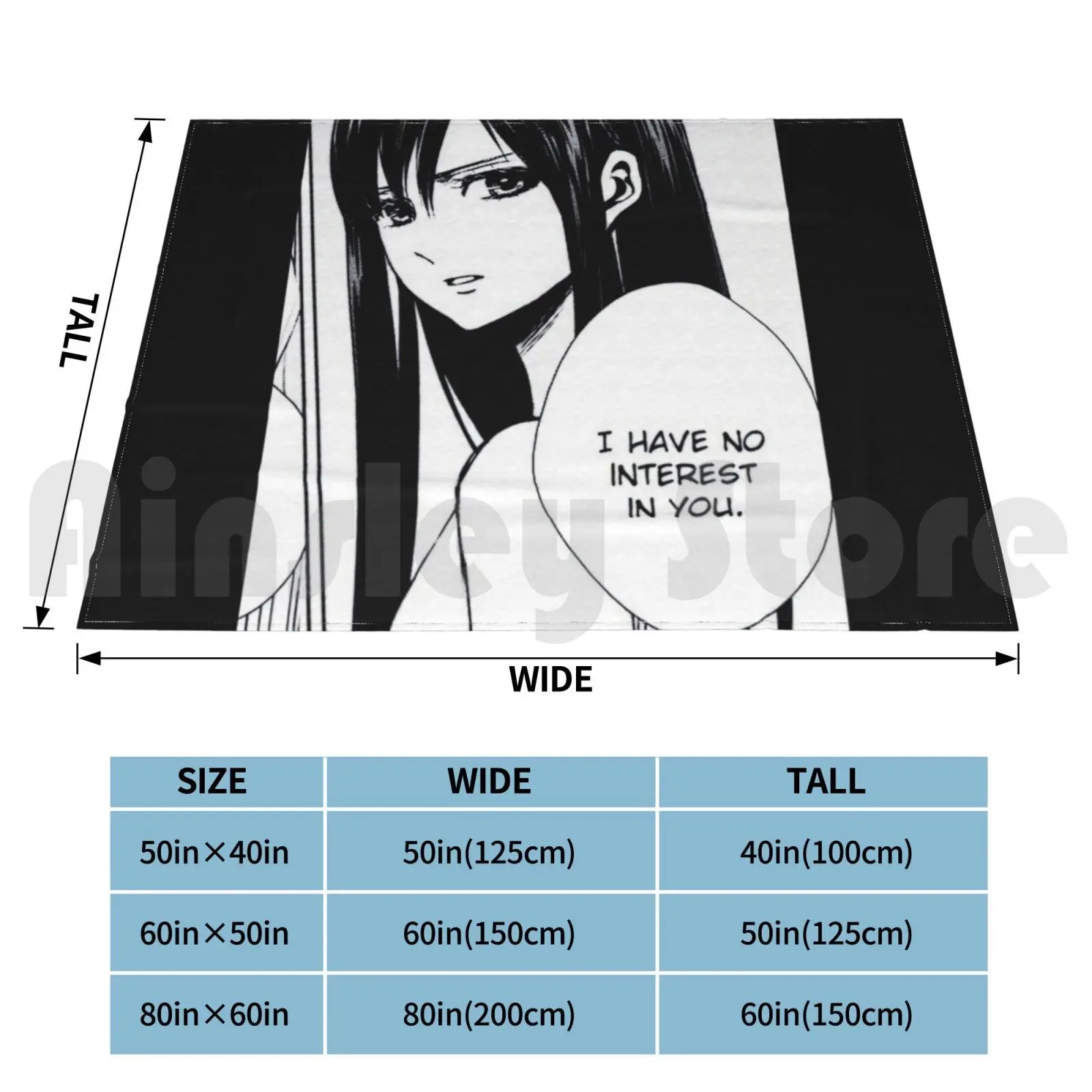 Citrus Manga Black Version Blanket Fashion Custom Manga Anime Japanese Tokyo Japan Idc Dont Care Anime Girl Loli