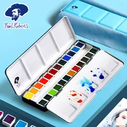 Paul Rubens Artist Solid Watercolor Paint Set Professional Water Color Pigment with Metal Palette For Painting Art Supplies