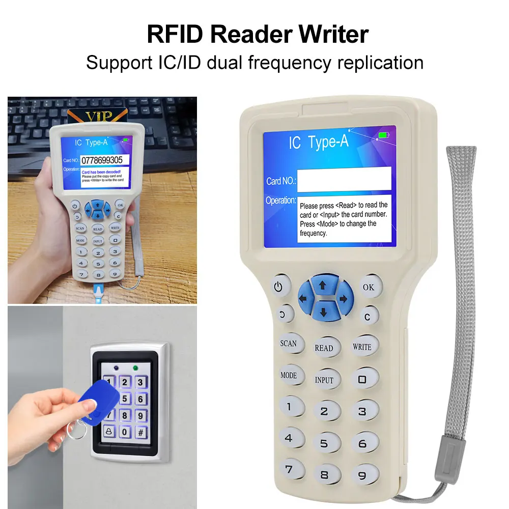 125KHz/13.56MHz RFID Duplicator Copier RFID Super Featured Smart Card Reader Encrypted Programmer USB ID IC Composite Card