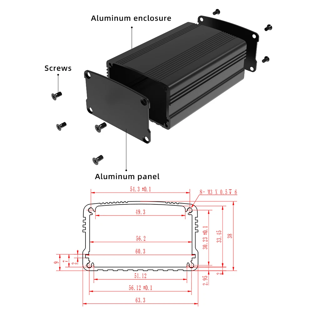 Electronic project enclosure DIY aluminum housing j08 63*37mm