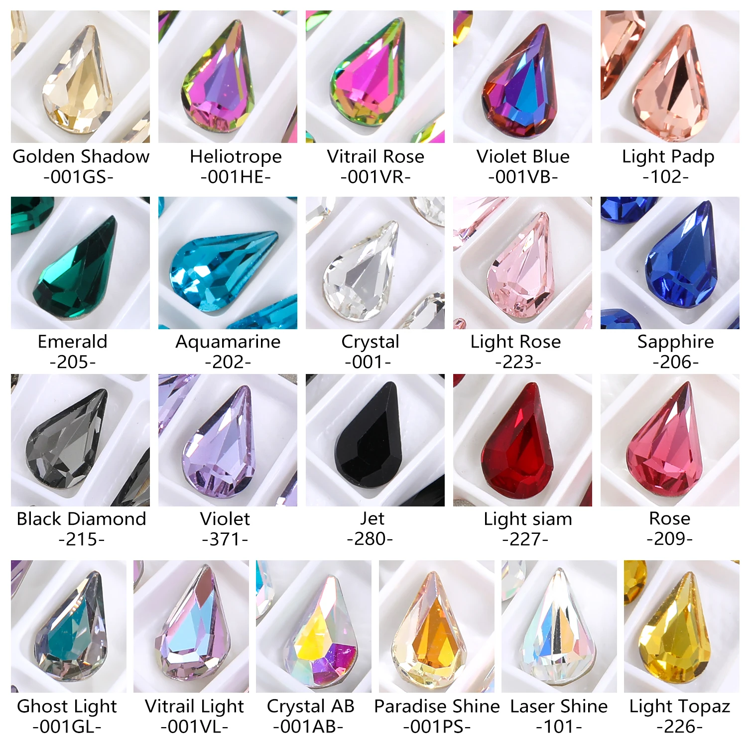 8x13MM Teardrop Plated Strass Colorful High Quality Glass Loose Rhinestone Sequins Luxury Drop Stone Glue On Pointed Glass