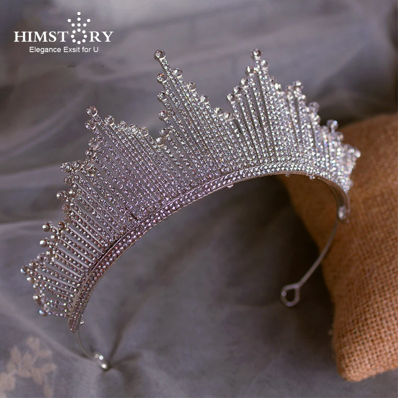 HIMSTORY High-grade Super Shinny Crystal Rhinestones  Tiaras Crown Wedding Bridal Hair Jewelry Accessory