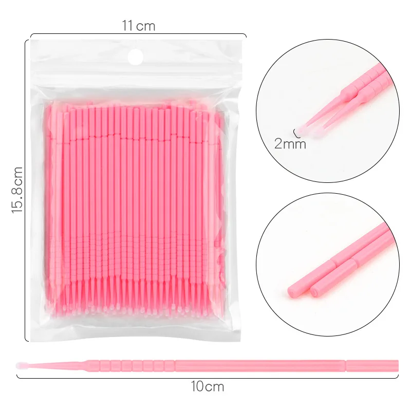 100 Pcs Disposable Microbrush Individual Grafted Lash Clean Removing Swab Micro Brush For Eyelash Extension Makeup Brushes Tools