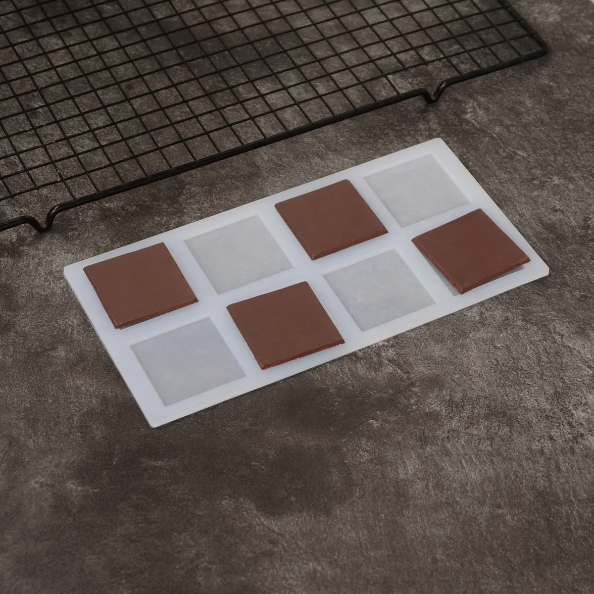 Square Shape Silicone Chocolate Mold Cupcake Decorating Transfer Sheet Mould DIY Chocolate Garnish For Dessert