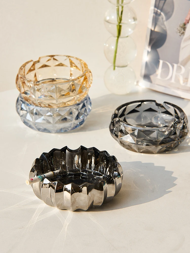 Crystal Style Ash Tray, Luxury Glass Ashtray, Modern Home, Living Room Accessories, Creative Gift, Personality Trend, Minimalist