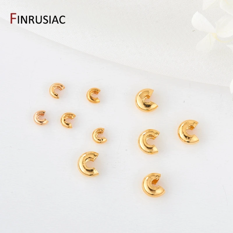 Jewelry Making Supplies Real gold Plated Crimp Bead Covers Positioning Beaded Beads Cover For DIY Jewellery