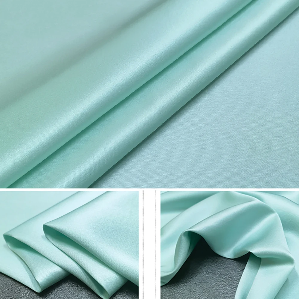 Pure Silk Twill Stretch Satin 20 momme 140cm Width Custom Soie Fabric For Sewing Light Green 11