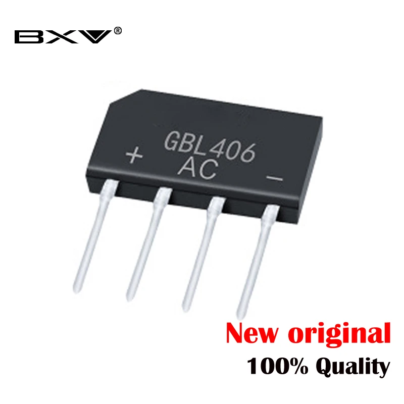 10PCS GBL406 4A 600V in-line rectifier bridge stack flat bridge foot current high withstand voltage