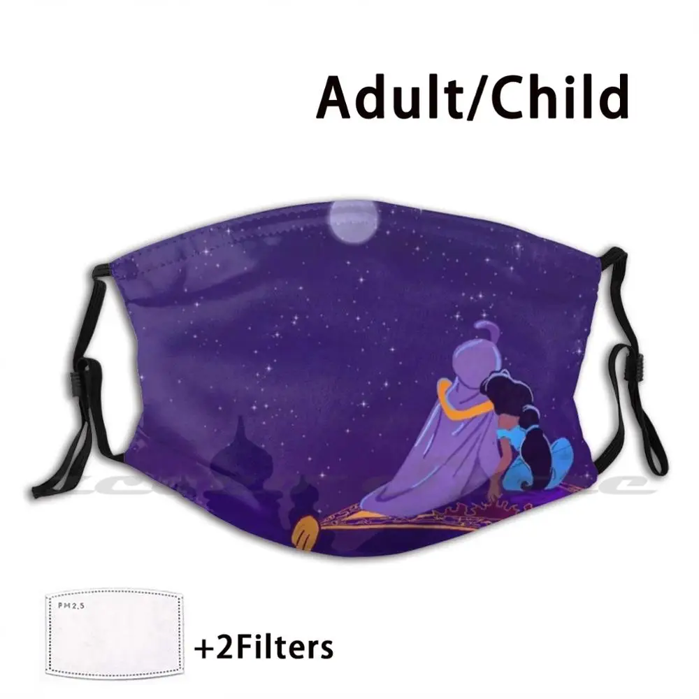 Masque en Aladdin avec filtre lavable Pm2.5, tapis magique, pour enfants, film, musique, Dreamworld