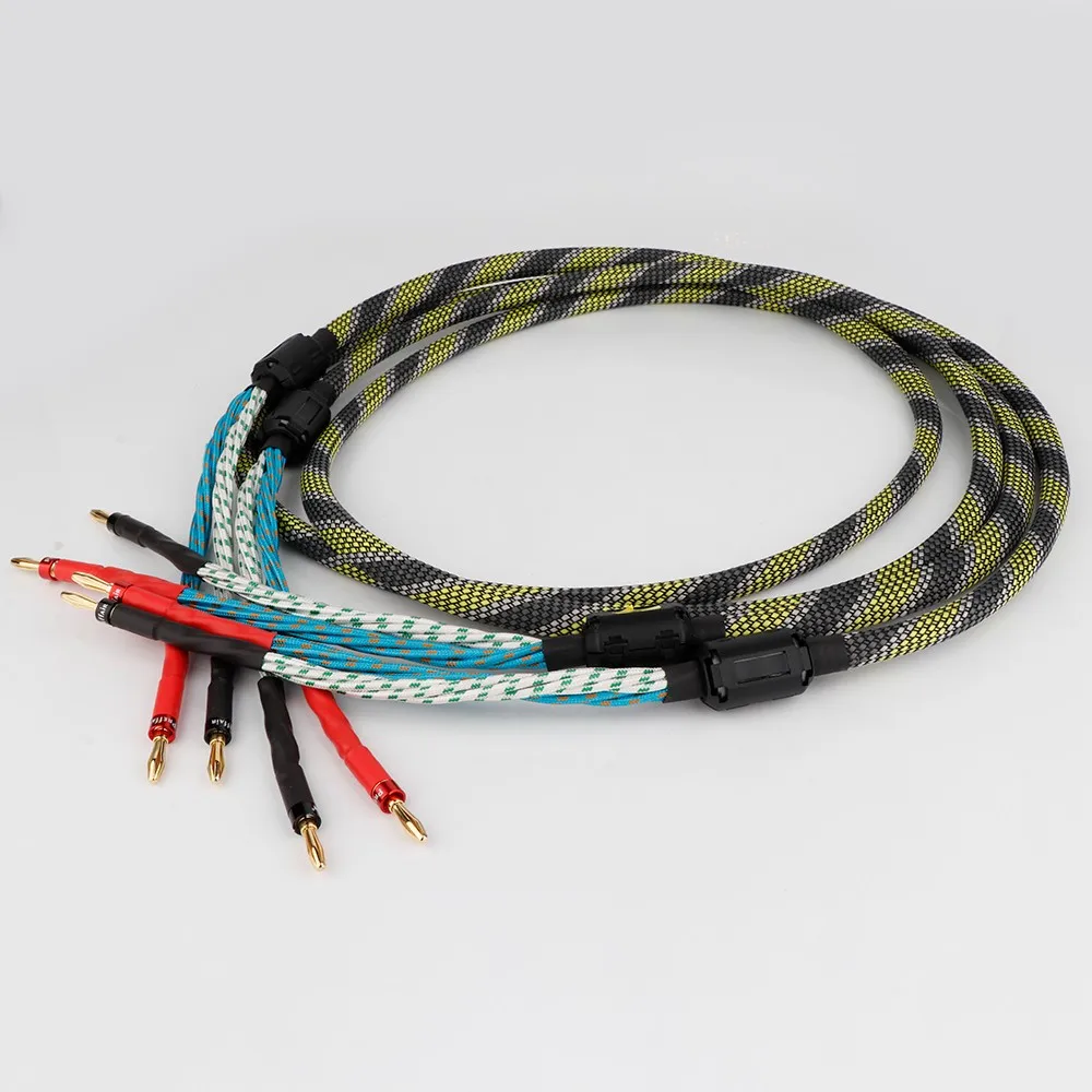 1Pair oxygen-free copper audio speaker cable HI-FI high-end amplifier speaker cable Banana plug cable