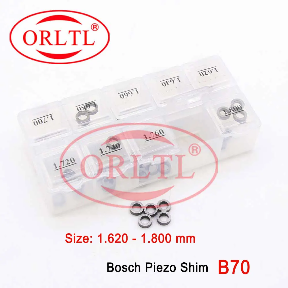 

ORLTL B70 Gaskets Size 1.62-1.80mm Piezo Injector Nozzle Adjust Shims 50pcs Diesel Repair washer Parts for Bosh Pizeo Injection