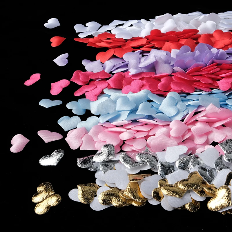 100 pz/lotto 8 colori (20mm/35mm) spugna raso tessuto cuore petali matrimonio Confetti tavolo letto cuore petali decorazione di cerimonia nuziale