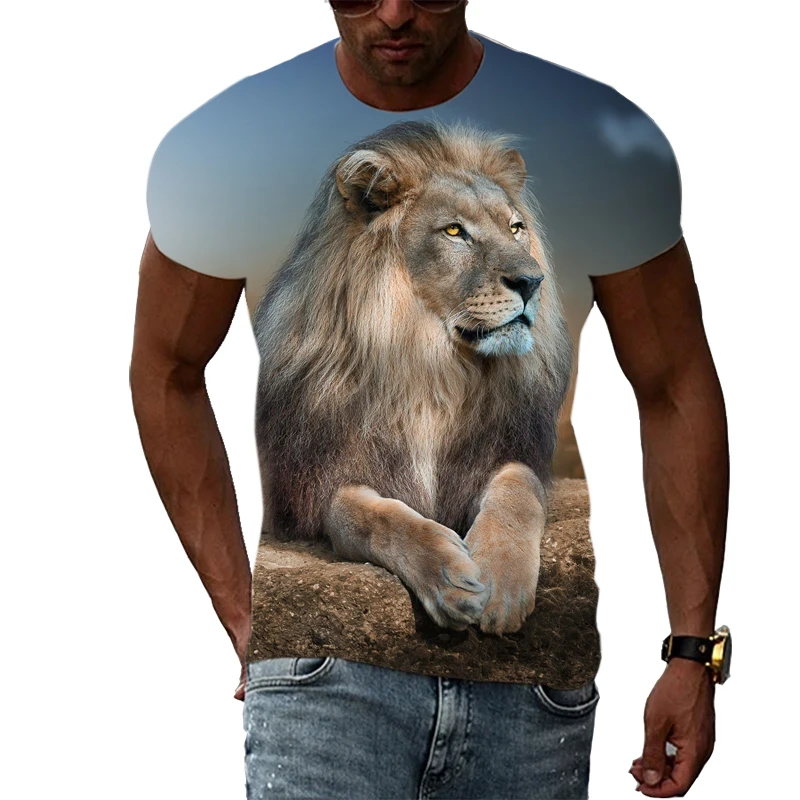 Summer New Creative Lion graphic t shirts Men Fashion Casual Trend Animal Pattern T-shirt harajuku 3D Printing streetwear Tops