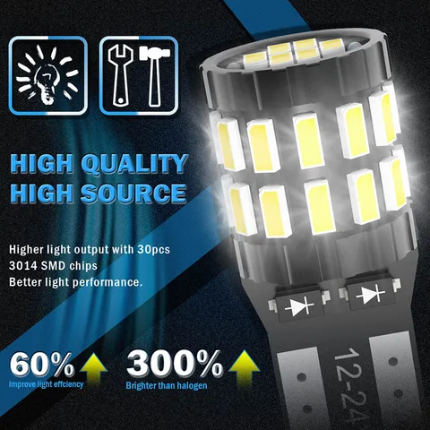 Светодиодные лампы T10 W5W 30SMD 3014 Canbus, 2 шт. - Белый, Синий, Красный, Желтый — детальный вид товара