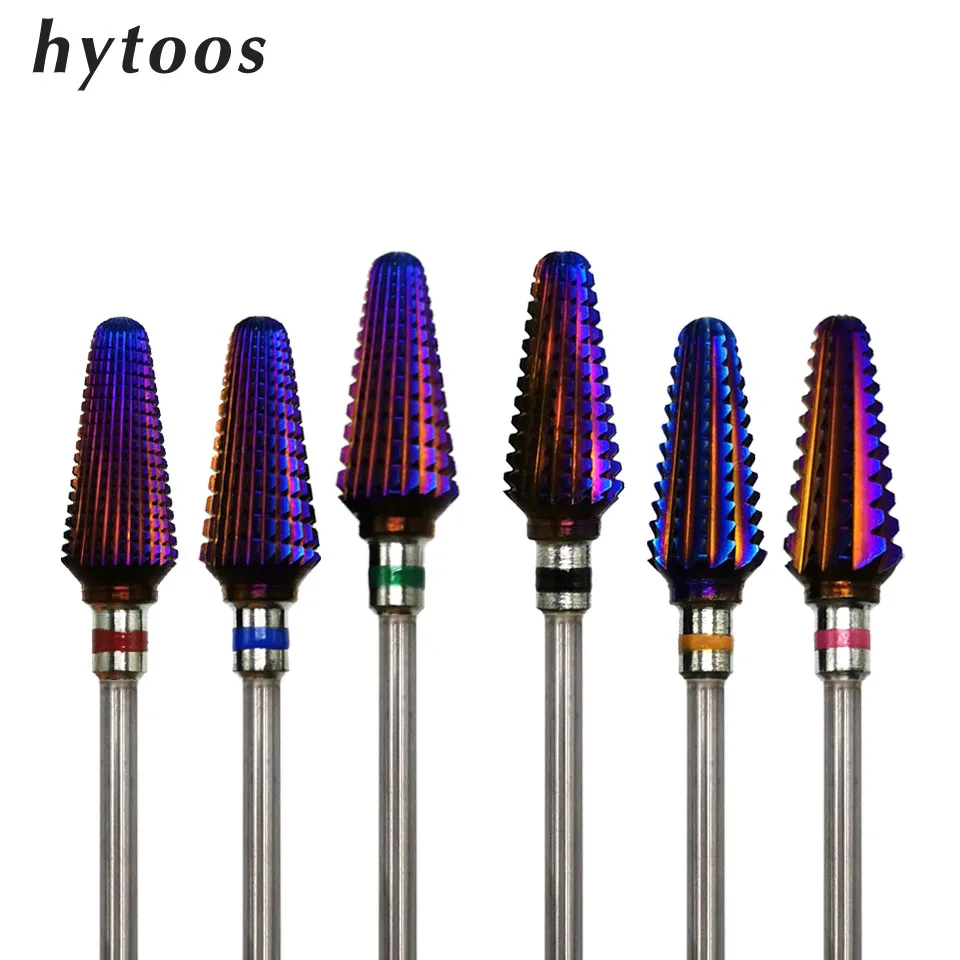 HYTOOS Purple Carbide Nail Drill Bits 3/32" Tornado Carbide Bit Milling Cutters For Manicure Pedicure Nails Accessories Tools