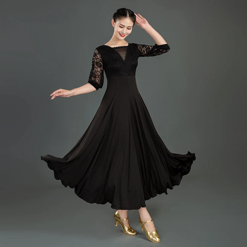 Ballroom Dance Competition Dress 2023 New National Standard Lace Women Waltz Dancing Clothes Big Swing Party Modern Costumes