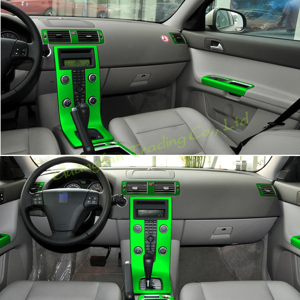 For Volvo S40 V50 C30  Interior Central Control Panel Door Handle 5D Carbon Fiber Stickers Decals Car styling Accessorie