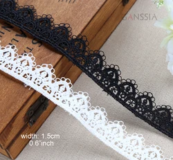 Width:1.5cm Good Quality Crocheted Lace Black and White Color Lace Embellish for Cloth Embroidered Lace(ss-306)