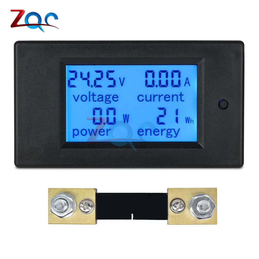 DC 6.5 -100V 0 -100A Digital LCD Display Voltmeter Ammeter Wattmeter Power Meter with 100A Shunt Volt Amp Power Energy Tester