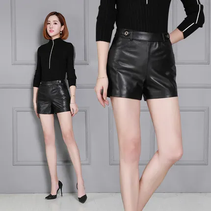 Top brand Sheepskin 2020 New High Waist Wide Leg Shorts KS45  high quality