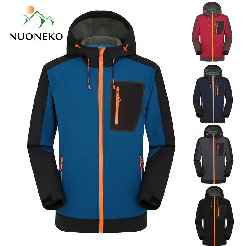 NUONEKO Softshell Hiking Jackets Mens Windproof Waterproof Outdoor Sports Camping Windbreaker Skiing Trekking Rain Coats JM09