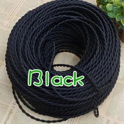 Black 5/10/20 Meters 2 Core Electrical Rope Wire Vintage Antique Braided Twisted Fabric Lighting Cable Woven Silk Flexible Cord