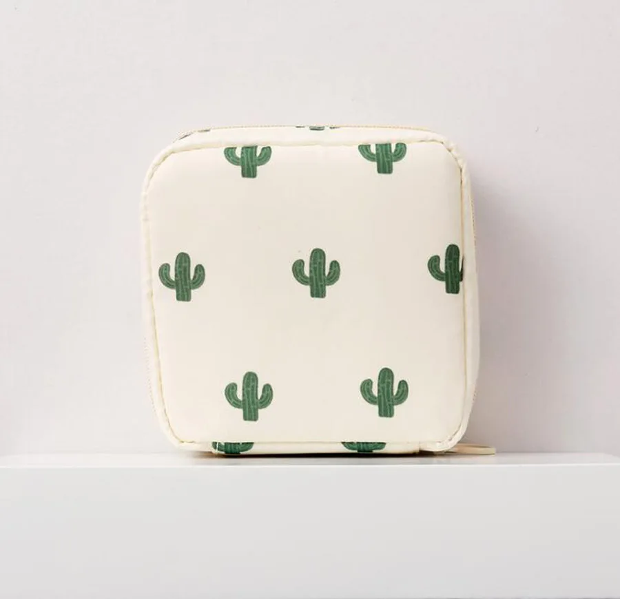 10pcs/Lot Coin Purses Women Nylon Floral Lemon Cactus Prints Protable Square Travel Toiletry Storage Bag Mix Color